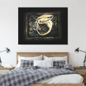 Crème Keltische Kunst Draak Fantasie  Canvas Afdruk (Insitu (Slaapkamer))