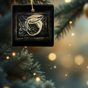 Crème Keltische Kunst Draak Fantasie  Keramisch Ornament