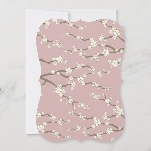 Crème Kersenbloesem Roze Bruidsdouche Kaart (Achterkant)