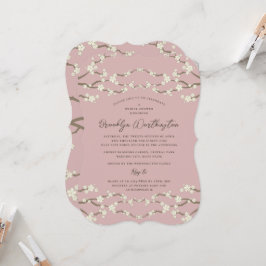 Crème Kersenbloesem Roze Bruidsdouche Kaart