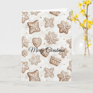 Crème Kerst Gingerbread Harten Sneeuwvlokken Kaart