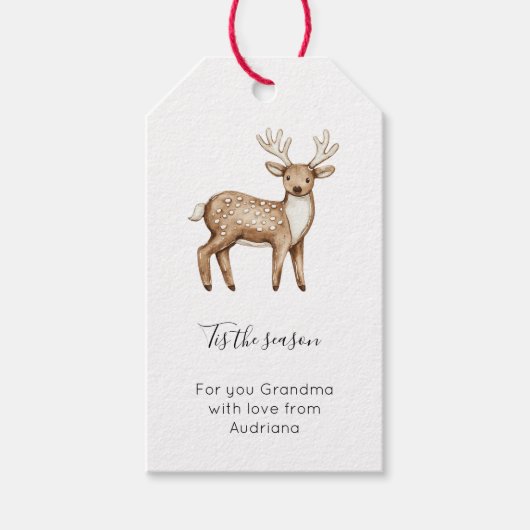 Crème kerst hertenbrood herten cadeaulabel (Voorkant)