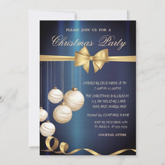 Crème Kerstballen, Bow, Kerstmis Kaart (Voorkant)