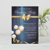 Crème Kerstballen, Bow, Kerstmis Kaart (Staand voorkant)