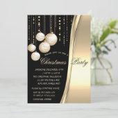 Crème Kerstballen,Goud gecorporeerd feest Kaart (Staand voorkant)
