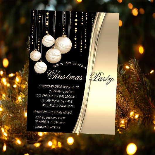 Crème Kerstballen,Goud gecorporeerd feest Kaart