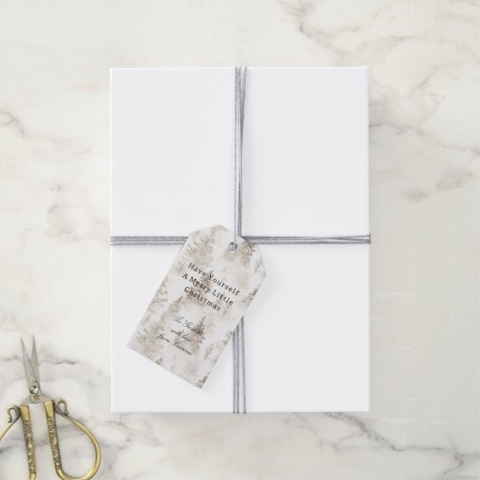 Crème Kerstbomen Cadeaulabel (Met Touw)