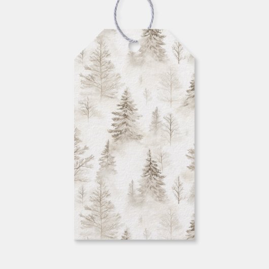 Crème Kerstbomen Cadeaulabel (Achterkant)