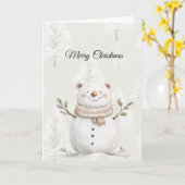 Crème Kerstbomen Sneeuwman Kaart (Gele Bloem)