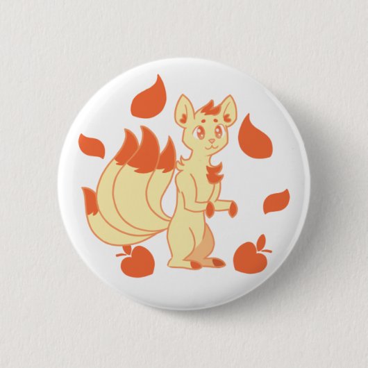 Crème kitschige vos in de herfstbladeren knop ronde button 5,7 cm (Voorkant)