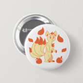 Crème kitschige vos in de herfstbladeren knop ronde button 5,7 cm (Voorkant /achterkant)