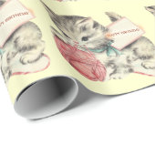 crème Kittens Birthday Wrapping Paper Cadeaupapier (Rol Hoek)