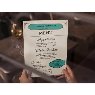 Crème Klassieke Vintage Restaurant Menukaart