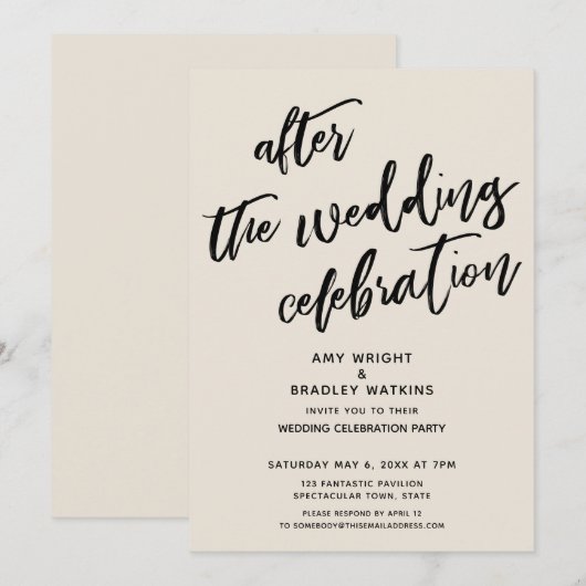 Crème Kleding na de Huwelijksviering Kaart (Voorkant / Achterkant)