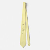 Crème Kleur Eenvoudig Elegante Script Calligrafie Stropdas (Voorkant)
