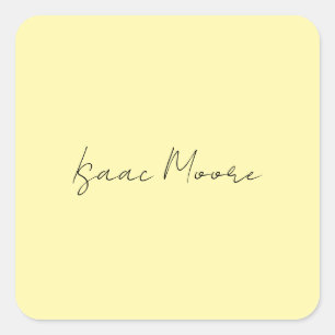 Crème Kleur Eenvoudig Elegante Script Calligrafie Vierkante Sticker