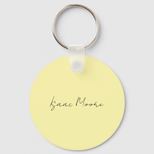 Crème Kleur Eenvoudige Elegante Script Calligrafie Sleutelhanger (Voorkant)