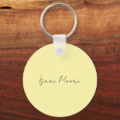 Crème Kleur Eenvoudige Elegante Script Calligrafie Sleutelhanger (Voorkant)