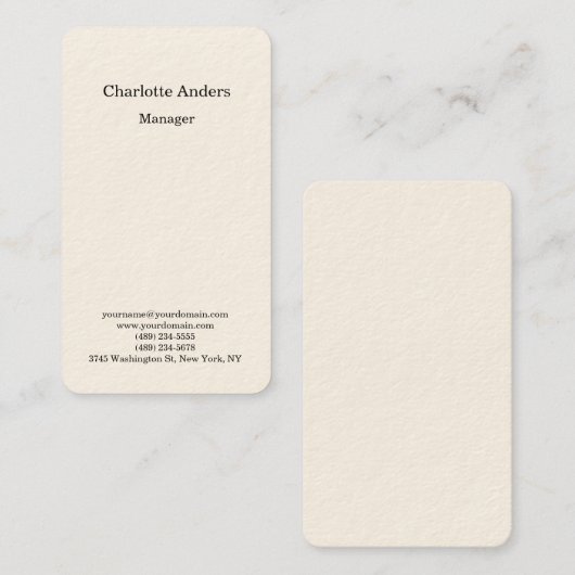 Crème kleur effen eenvoudige minimalist visitekaartje (Voorkant / Achterkant)