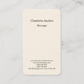 Crème kleur effen eenvoudige minimalist visitekaartje (Voorkant)