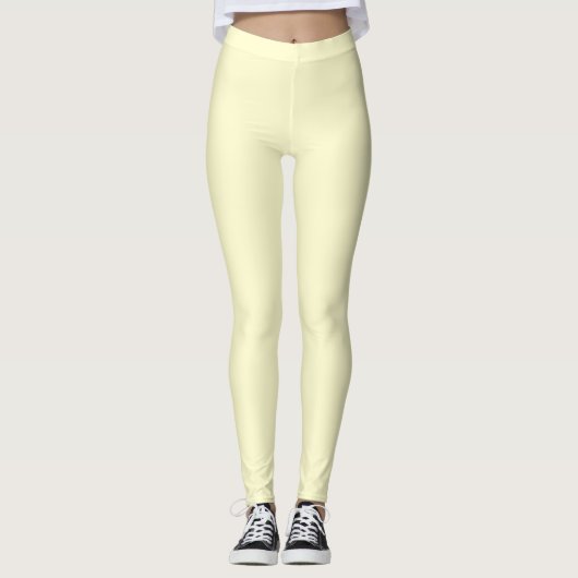 Crème Kleur Effen Vlak Leggings (Voorkant)