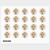 Crème Kleur Mooie Christian Cross Ronde Sticker (Vel)