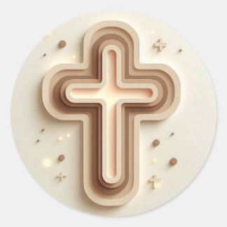 Crème Kleur Mooie Christian Cross Ronde Sticker