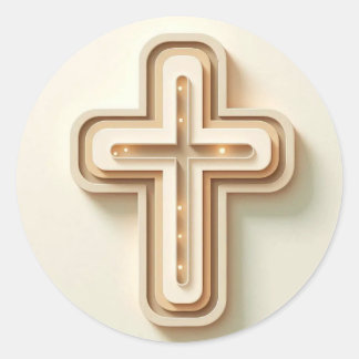 Crème Kleur Mooie Cristaan Kruis Ronde Sticker