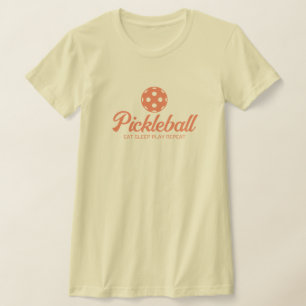 Crème kleur pickleball slim fit t shirt voor vrouw