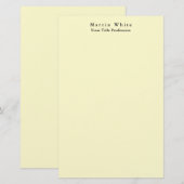 Crème Kleur Plain Elegant Professioneel Modern Briefpapier (Voorkant / Achterkant)