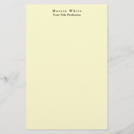 Crème Kleur Plain Elegant Professioneel Modern Briefpapier (Voorkant)