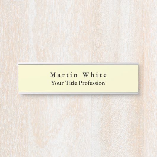 Crème Kleur Plain Elegant Professioneel Modern Deurbordje (Voorkant)