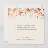 Crème Kleurige Bloemen Baby Shower in de Herfst Bedankkaart (Achterkant)