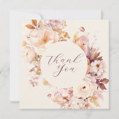 Crème Kleurige Bloemen Baby Shower in de Herfst Bedankkaart (Voorkant)