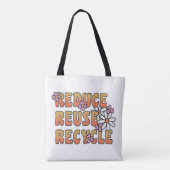 Crème Kleurrijke Tekst Tote Bag (Achterkant)