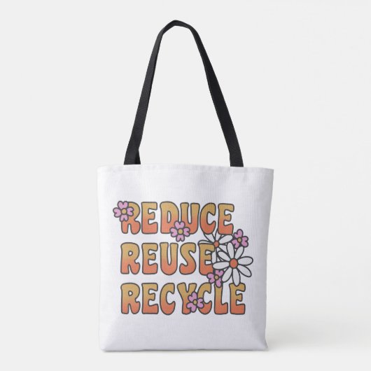 Crème Kleurrijke Tekst  Tote Bag (Achterkant)