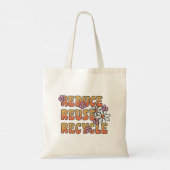 Crème Kleurrijke Tekst Tote Bag (Achterkant)