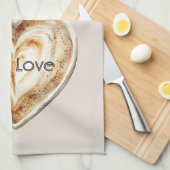 Crème Koffie Hart  Theedoek (Quarter Fold)