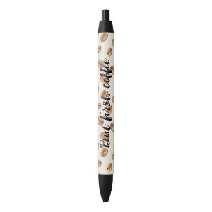 Crème Koffiebonen Maar Eerst Koffie Zwarte Inkt Pen