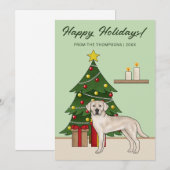 Crème Labrador Retriever Groen Festief Kerstmis Feestdagenkaart (Voorkant / Achterkant)