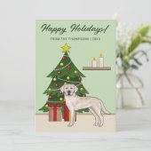 Crème Labrador Retriever Groen Festief Kerstmis Feestdagenkaart (Staand voorkant)