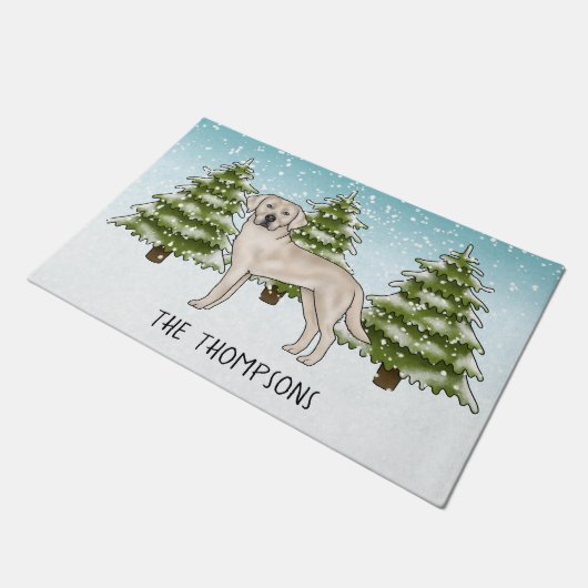 Crème Labrador Retriever Hond Custom Blue Christma Deurmat (Schuin)