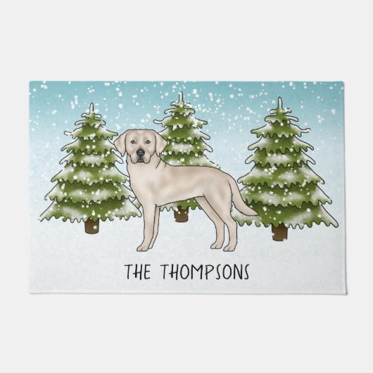 Crème Labrador Retriever Hond Custom Blue Christma Deurmat (Voorkant)