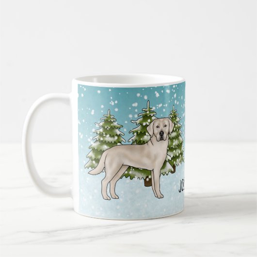 Crème Labrador Retriever Hond Kerstmis Custom Naam Koffiemok (Links)