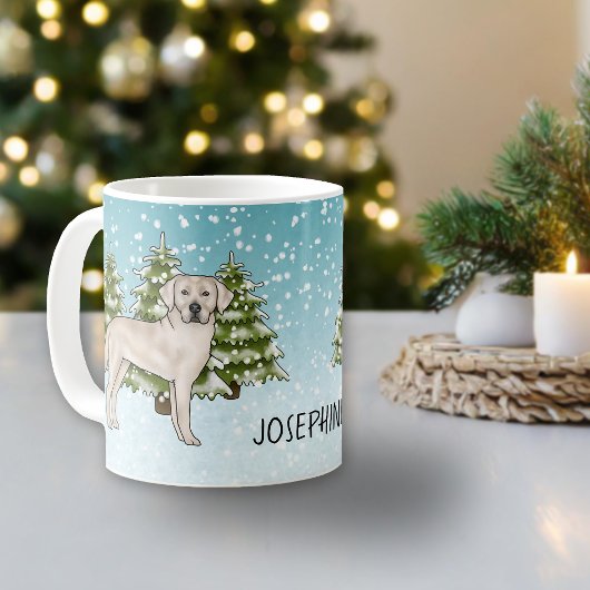 Crème Labrador Retriever Hond Kerstmis Custom Naam Koffiemok