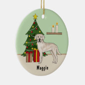 Crème Labrador Retriever Hond met kerstboom Keramisch Ornament (Rechts)