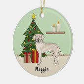 Crème Labrador Retriever Hond met kerstboom Keramisch Ornament (Links)