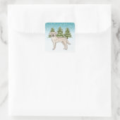 Crème Labrador Retriever Lab Hond Blauwe Kerst Vierkante Sticker (Tas)