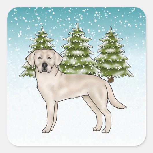 Crème Labrador Retriever Lab Hond Blauwe Kerst Vierkante Sticker (Voorkant)