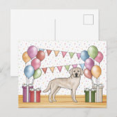 Crème Labrador Retriever Lab Hond Kleurrijke Verja Briefkaart (Voorkant / Achterkant)